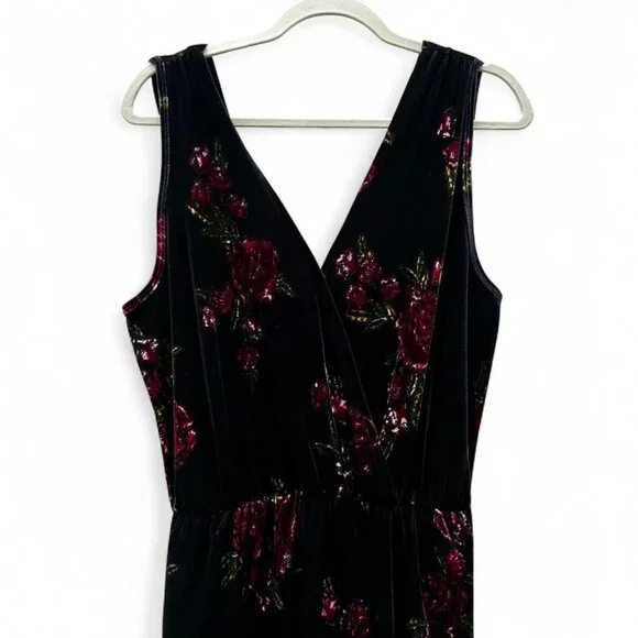 Xhilaration Floral Black Velvet Jumpsuit - Picture 3 of 7